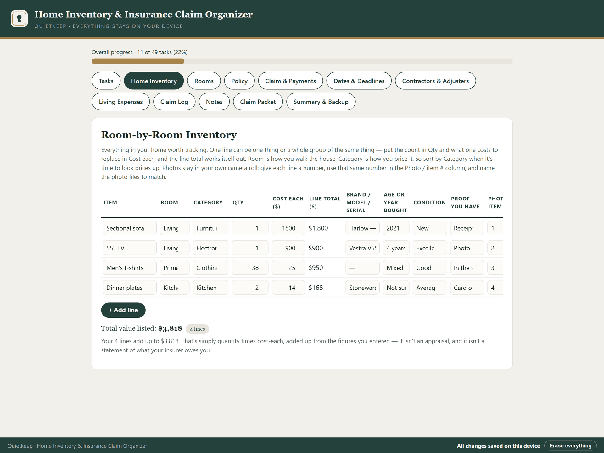 Home Inventory register