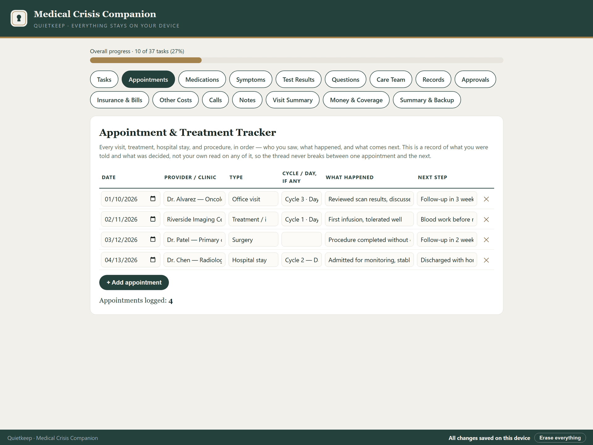Appointment & Treatment Tracker